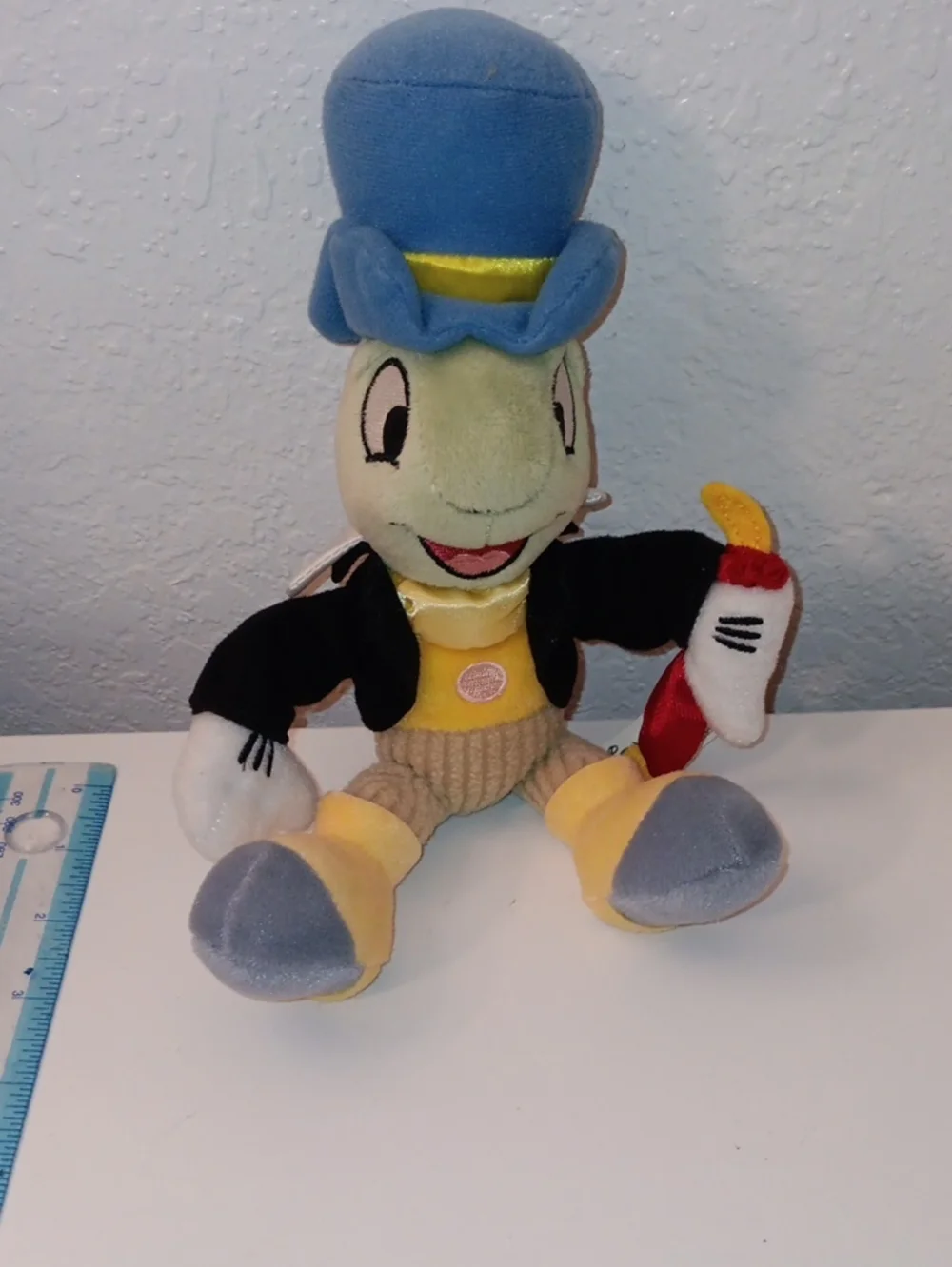 Disney Jiminy Cricket Plush — Blue Hat, Yellow Outfit, Black Jacket
